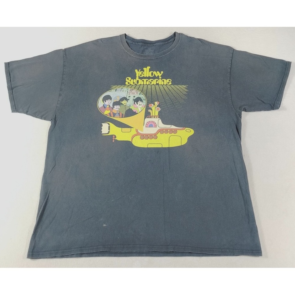 The Beatles Yellow Submarine Shirt Mens 2XL Black Graphic Band Tee Rock Music